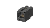 Category 5e, RJ45, 8-position, 8-wire universal coupler module, black.