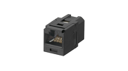 Category 5e, RJ45, 8-position, 8-wire universal coupler module, black.