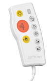 Manipulator pacjenta VL, 1 przycisk przywołania, 2 przyciski do obsługi oświetlenia, sterowanie radiem / telewizorem, złącze słuchawkowe, funkcja komunikacji głosowej zależnej od położenia manipulatora, obudowa antybakteryjna